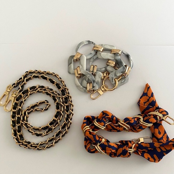 3 Brand New Vegan Leather/Tie/Acrylic Chain Crossbody/Shoulder Bag Straps BS1 - Picture 1 of 10